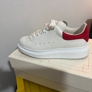 Women's White and Red Sneakers